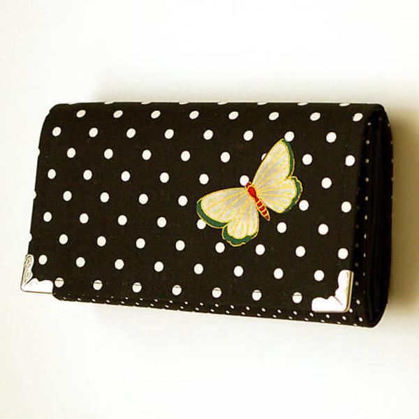 Peňaženka čierna bodkovaná s motýľom 16 cm