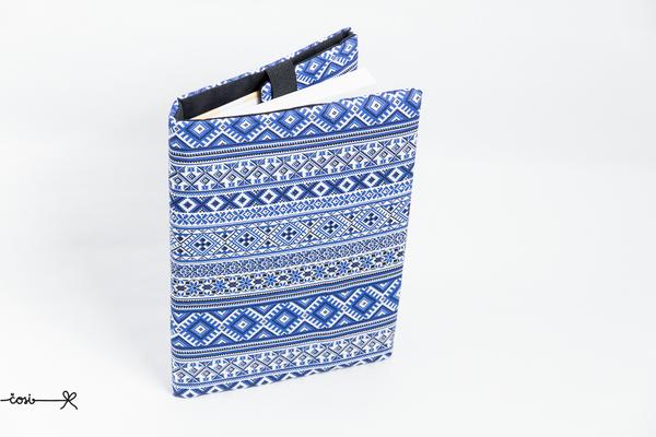 Obal na knihu otvárací - ethno v modrom