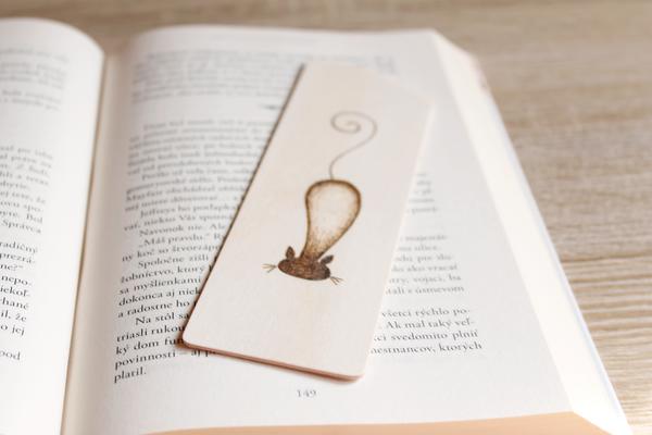 Drevená záložka - mačka