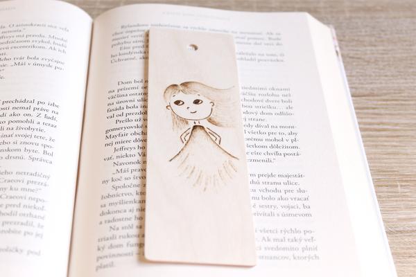 Drevená záložka - víla