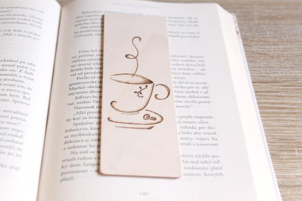 Drevená záložka - káva