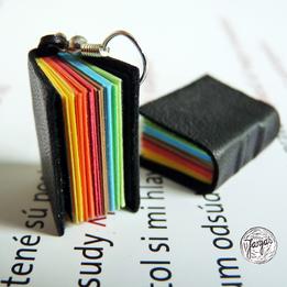 Náušnice knihy - farebné v čiernom thumb