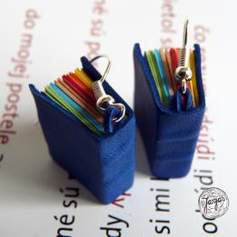 Náušnice knihy - farebné v modrom thumb