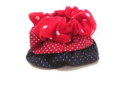 Scrunchie gumička - červená väčšie bodky thumb