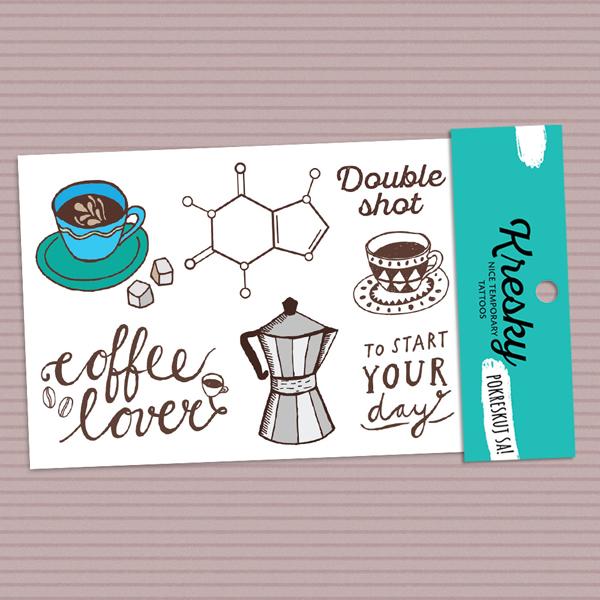 Kresky, dočasné tetovačky - káva