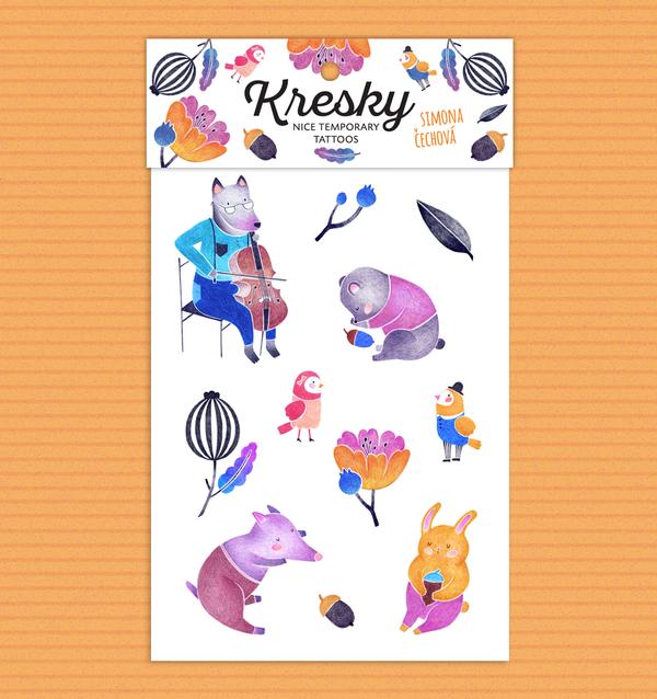 Kresky, dočasné tetovačky - by Simona Čechová