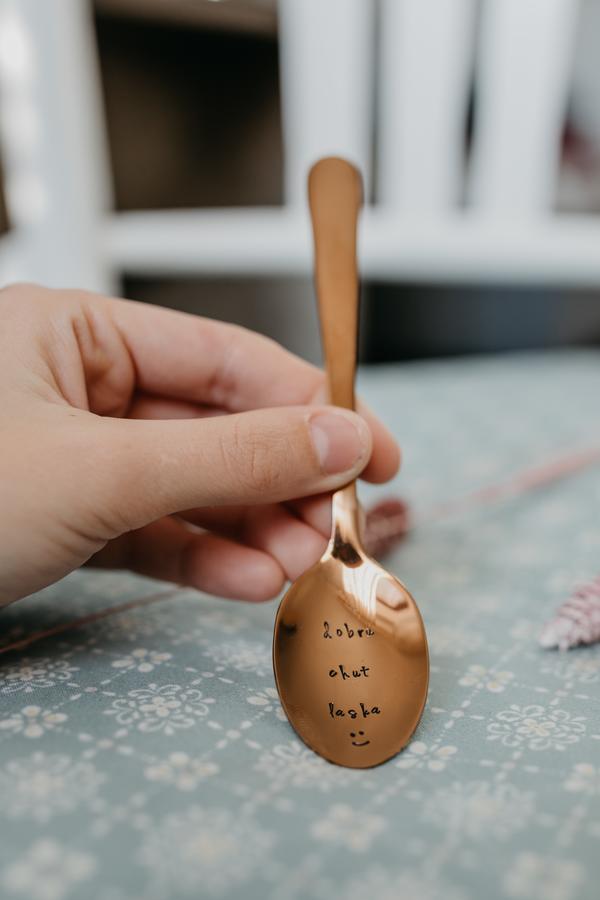 Čajová lyžička - dobrú chuť, láska (zlatá)