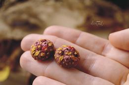 Vyšívané náušnice -  burgundy záhradky (15 mm) thumb