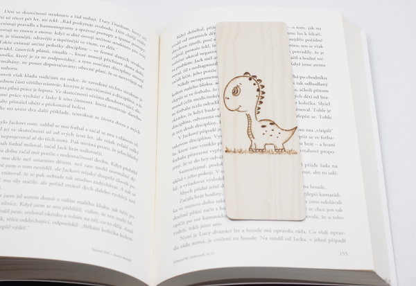 Drevená záložka - dinosaurus