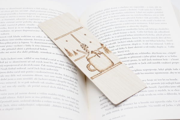 Drevená záložka - čokoláda so šľahačkou