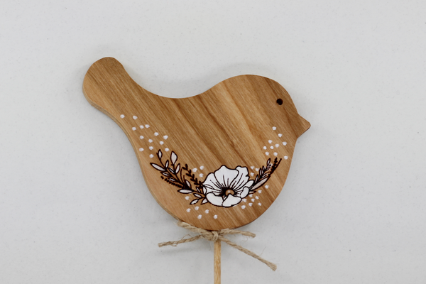 Drevené zapichovátko do kvetináča - vtáčik väčší