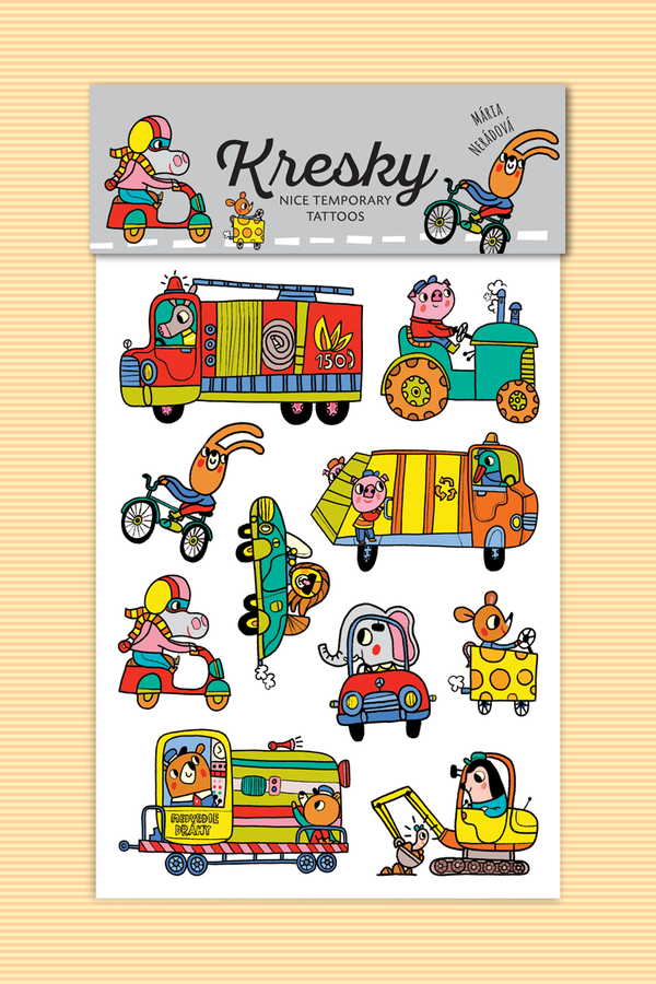 Kresky, dočasné tetovačky - Autá