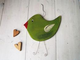 Drevená závesná dekorácia - vtáčik thumb