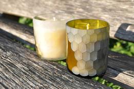 Sviečka z včelieho vosku v brúsenom skle thumb