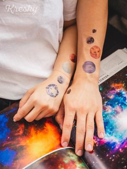 Kresky, dočasné tetovačky - Planéty thumb