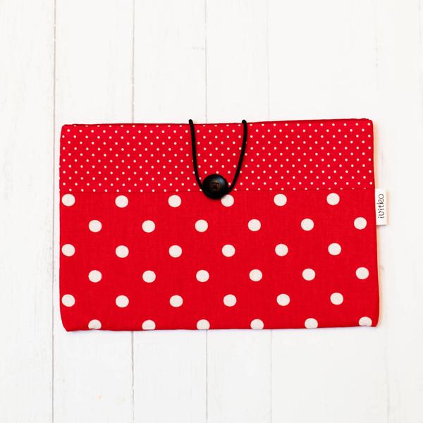 Obal na knihu L - červený s bielymi bodkami