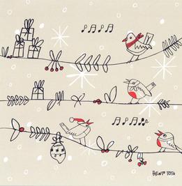 Pohľadnica - Vianočné vtáčiky thumb