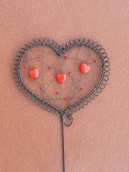 Čierny zápich do kvetináča - pavučinkové srdiečko thumb