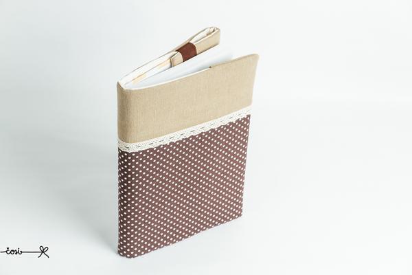 Obal na knihu otvárací - hnedý s čipkou