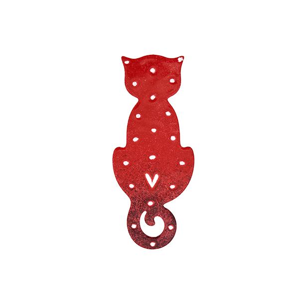Smaltovaná brošňa Červená mačka