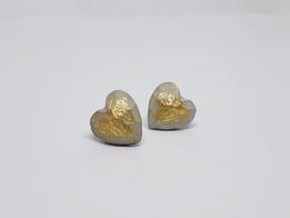Betónové náušnice - zlaté srdcia thumb