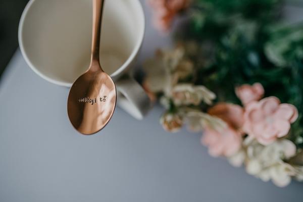 Medená čajová lyžička - miluji Te