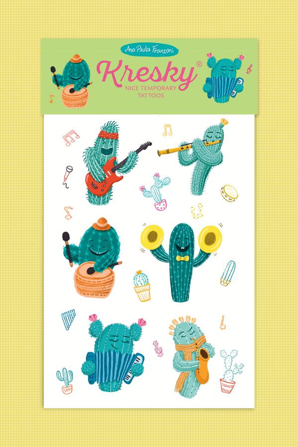 Kresky, dočasné tetovačky - Kaktusová kapela