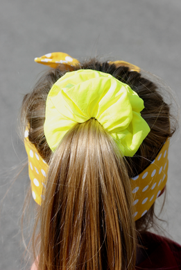 Scrunchie gumička - modroružová romantická thumb