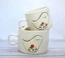 Keramická šálka väčšia Vtáčik  thumb