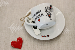 Porcelánová šálka s podšálkou - Skvelá sestrička