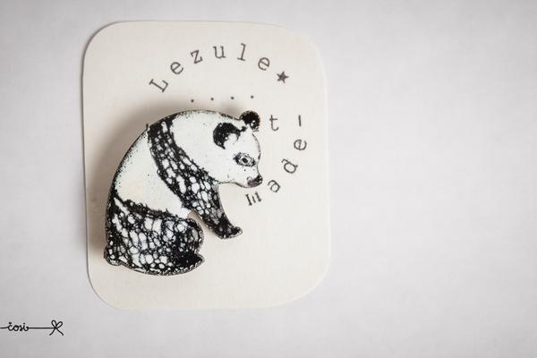 Brošňa smaltovaná - panda